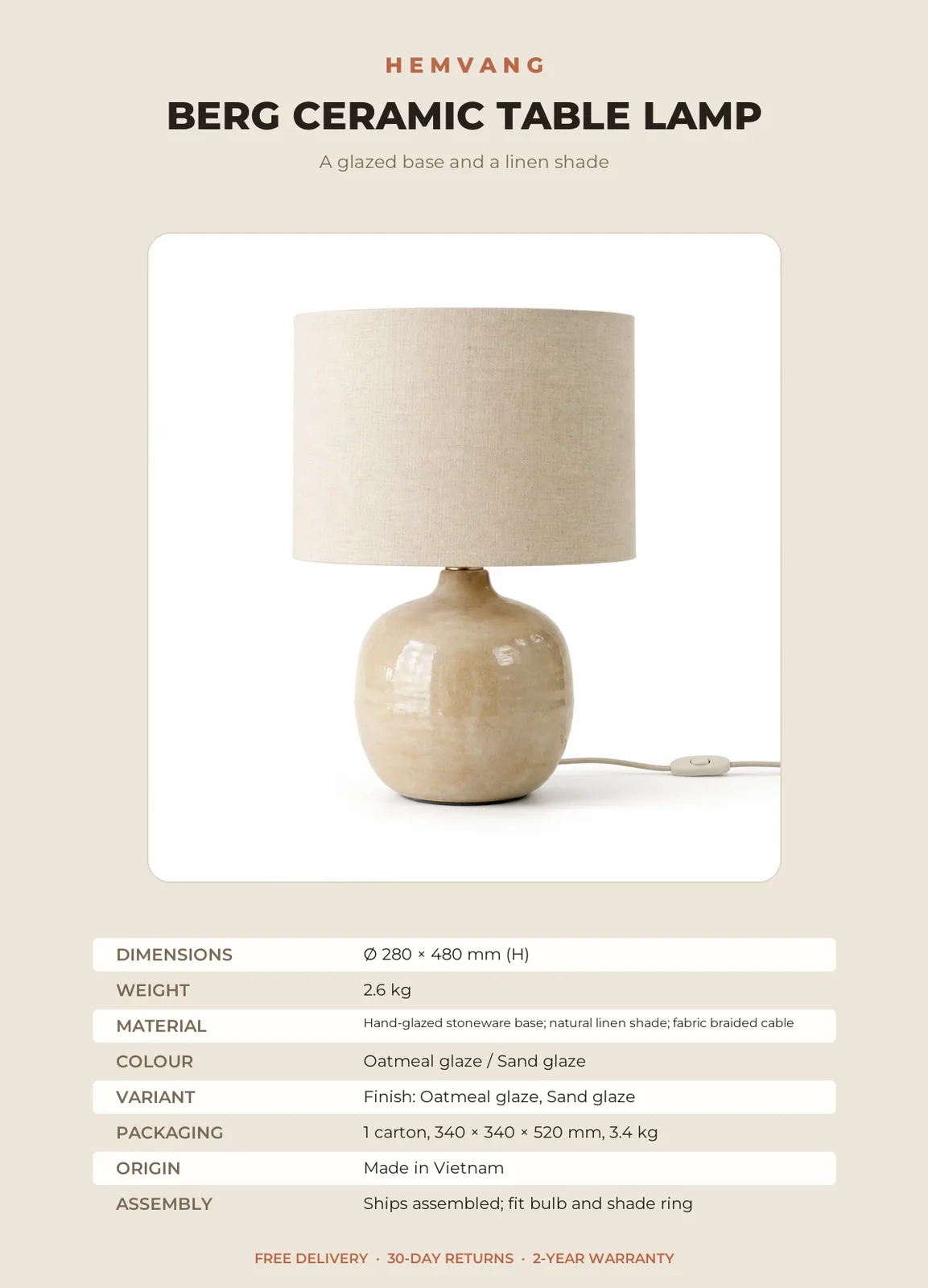 Berg Ceramic Table Lamp - Image 9