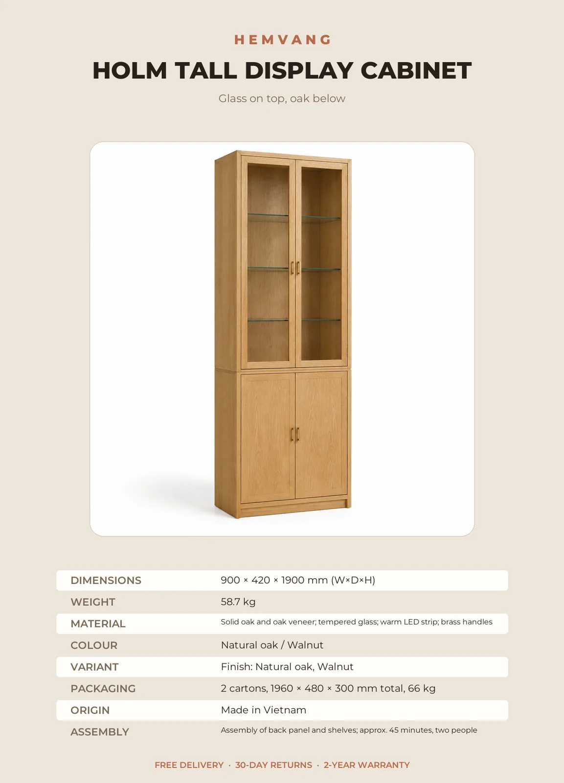 Holm Tall Display Cabinet - Image 9