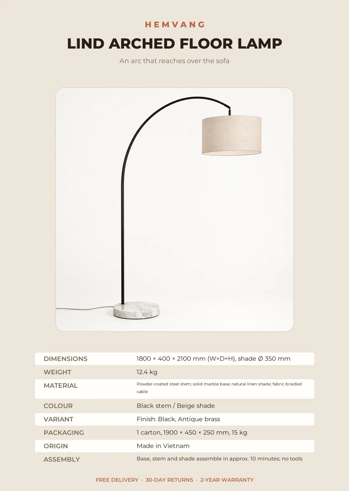 Lind Arched Floor Lamp - Image 9