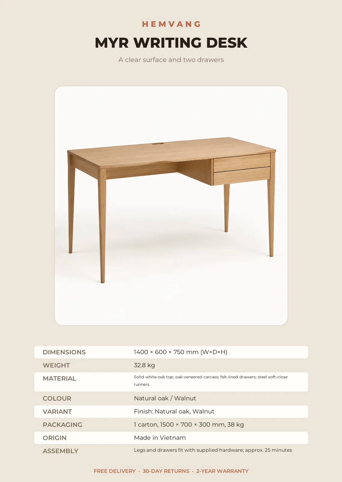 Myr Writing Desk - Image 9
